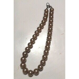 Large Champagne Colored Pearl Look Necklace Beads Hook and Hoop Closure Handmade